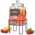 Drink Dispenser, Drink Dispensers for Parties, 1 Gallon Glass Beverage Dispenser with Stand and Glass Lid, 100% Leakproof Spigot, Ideal for Lemonade, Juice, Iced Tea, Laundry Detergent by Edycur