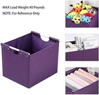 HOONEX Large Collapsible Storage Bins, Linen Fabric, Pack of 2, Storage Baskets with Wooden Carry Handles and Sturdy Heavy Cardboard, for Home, Office, Car, Nursery, Dark Purple - Image 2