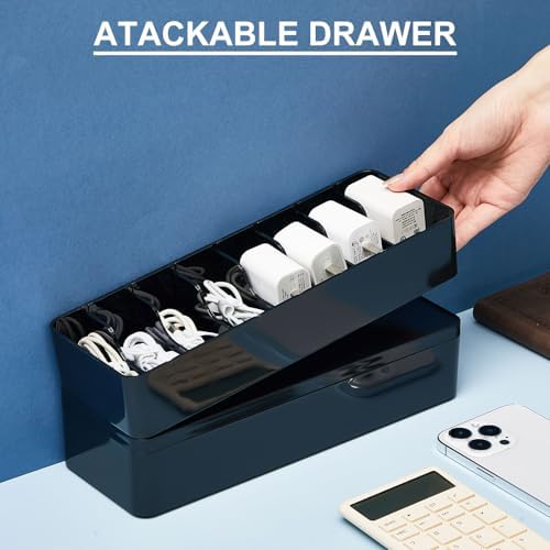 Tatuo Cord Organizer Box with Lid, Black, 4 Pack - Image 4