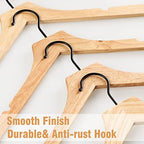 TOPIA HANGER Wooden Hangers 20 Pack, Rubber Wood Clothes Hangers with Rotatable Black Hook and Smooth Cut Nothces, Space Saving Hangers for Coats, Suits, Jackets, Sweaters, Dresses - CTS07N - Image 3