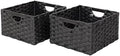 Seville Classics Premium Handwoven Portable Laundry Bin Basket with Carrying Handles, Household Storage for Clothes, Linens, Sheets, Black, Rectangular (2-Pack) by SevilleClassics