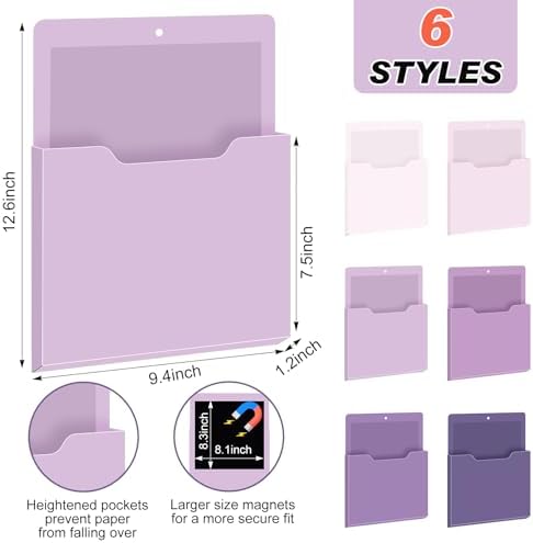 Fuutreo Magnetic Wall File Holder,6pcs,Violet Color,Vertical-large - Image 2