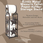 BestGiftEver Rustic Metal Western Toilet Paper Holder Storage Stand - Image 2