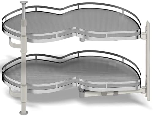 Blind Corner Cabinet Pull Out Organizer, Soft Close Swing Right Pull Out Cabinet Organizer 30inch, Corner Cabinet Lazy Susan for Blind Shelf, 2 Tiers Tray, Adjustable Height by Kinchoix