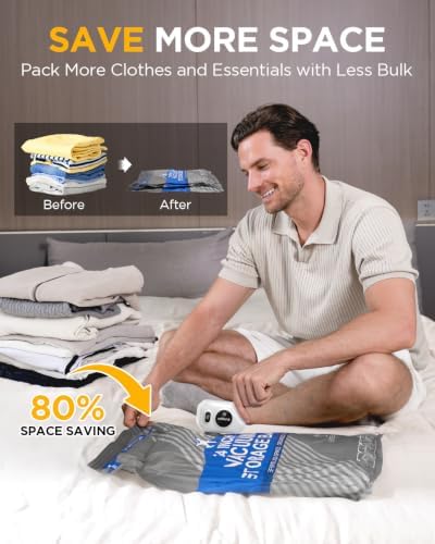 Vacuum Storage Bags, Vacuum Seal Bags for Clothing, Travel Vacuum Bags with Electric Pump, Space Saver Bags for Travel, Reusable Compression Bags, 18-Combo Set - Image 2