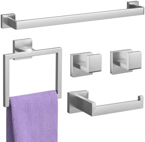 5-Pieces Brushed Nickel Bathroom Accessories Set 23.6 Inch Towel Bar Set. by PNWNNHInc