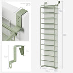 Whitmor 36 Pair Over the Door Shoe Rack,12 Tier Hanging Shoe Organizer with Metal Frame & Mesh shelves, Heavy Duty Shoe Storage Holder for Door,No Drill Installation, 74" H x 21.7" W x 7.5" D, Green - Image 2