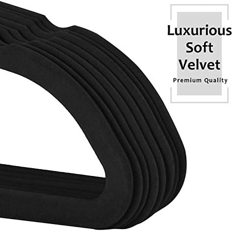 VECELO Premium Velvet Clothes Hangers Suit Heavy Duty (60 Pack)-Non Slip & Space-Saving with 8 Finger Clips & Tie Rack Excellent for Men and Women,Black - Image 3