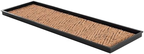 Anji Mountain Heavy Duty Waterproof Rubber Shoe Storage Mat Organizer/Boot Storage Multi Use for Entryway with Coir, Tan and Black Insert, Fits 4 Pair (46.5" Wide) by AnjiMountain