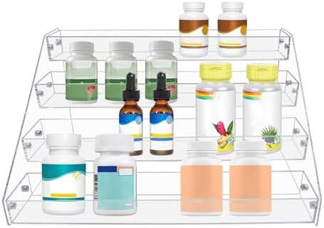PMMASTO 4-Tier Clear Acrylic Spice Rack Organizer for Cabinet Countertop - Image 6