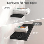 QEEIG 12" Deep Floating Shelves for Wall (Black, Set of 3, 47.2" x 12") - Image 3