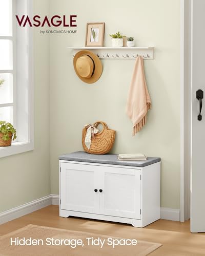 VASAGLE 3-Tier Shoe Storage Bench with Cushion, 14 x 31.9 x 20.7 Inches - Image 2