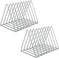 EASEPRES Vinyl Record Holder Storage, 9 Slot Metal Magazine Book Album Display Rack, Stylish Triangle Desktop File Sorter Organizer for Home Office, Grey Pack of 2 by EASEPRES