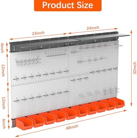 TORACK Metal Pegboard with Peg Board Hooks, Tools Storage Pegboard - Image 3