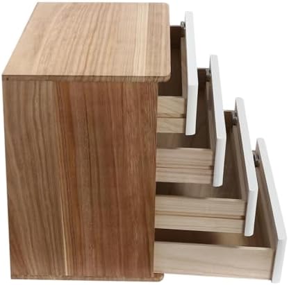4-Tier Wooden Storage Cabinet, Dsmall File Cabinet, Office Supplies A4/Receipt File Organizer, Desk Storage Organizer With Lockable Drawers, Home Office Storage Cabinet,Wood+White40*28*40.5Cm - Image 7