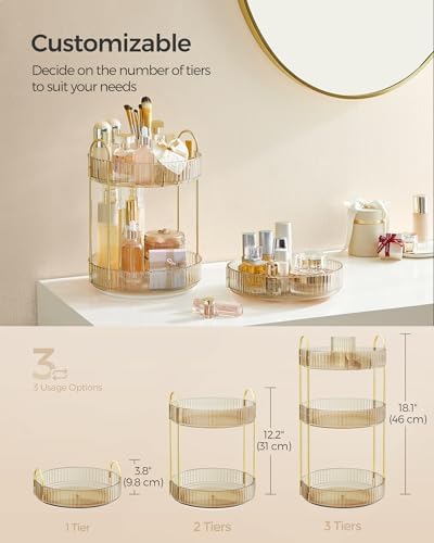 SONGMICS 3-Tier Makeup Organizer, Round Rotating, Customizable - Image 4