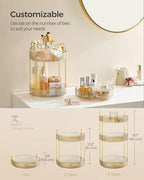 SONGMICS 3-Tier Makeup Organizer, Round Rotating, Customizable - Image 4