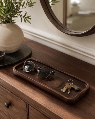 PRIMORE Premium Walnut Decorative Tray - 11.8"x4.7"x0.8" Slim Wood Organizer for Coffee Table, Vanity & Entryway, Hand-Polished Solid Walnut, Durable & Warp-Resistant, Elegant Gift for Home & Office - Image 7