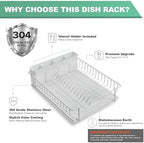 SunnyPoint 304 Stainless Steel Compact Dish Drying Rack, 15.3"x11.6", Diatomaceous Earth Drainboard, Removable Utensil Caddy, Space-Saving Countertop Design (White) - Image 4