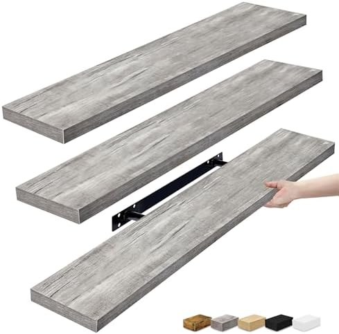 Sorbus Floating Shelves for Wall Storage (35 Inch, 3 Pack, Gray) by Sorbus