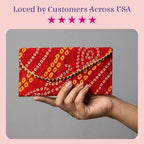 LoveNspire Brocade Fabric Money Envelopes (7.5 x 3.5 Inch) Decorative Bandhani Pattern Shagun Lifafa for Indian Wedding, Birthday | Cash Gift Holder & Home Savings Organizer Orange/Pack of 10 - Image 7