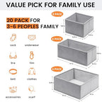 【FAMILY PACK】Drawer Organizer Clothes, 20 Pack Dresser Organizer Bins for Baby Clothes - Underwear Bra Sock Organizer - Fabric Closet Organization and Storage Dividers for Nursery Bedroom Dorm - Image 2