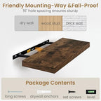 Fun Memories 55 Inch Long Floating Shelves for Wall, 55x9.3 Large Floating Shelf for Bedroom, Kitchen, Bathroom, Wall Mounted Rustic Wood Shelves with Invisible Bracket for Books, Decor, Rustic Brown - Image 6