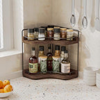 2-Tier Corner Bathroom Counter Organizer for Storage, Dark Brown - Image 5