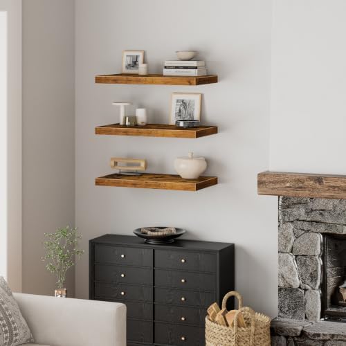 QEEIG 12" Deep Floating Shelves for Wall (Brown, Set of 3, 23.6" x 12") - Image 4