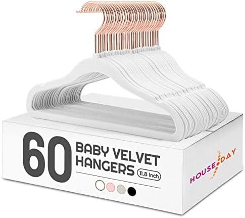 HOUSE DAY Velvet Baby Hangers for Closet, Kids Hangers Velvet 60 Pack by HOUSEDAY