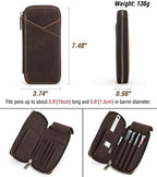 Top Grain Genuine Leather 4 Fountain Pen/Pencil Case Pouch, Handmade Minimalist Design, Zipper Closure with Multi-Function & Slots, Gift Choice for Man/Woman/Office, Matte Coffee, 4 Slots - Image 4