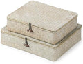 YANGQIHOME Set of 2 Seagrass Baskets with Lids, Rectangular Woven Storage Baskets, Natural Wicker Basket Boxes for Coffee Table, Shelf, Bathroom Counter & Closet Decor (Whitewashed, Set of 2) by YANGQIHOME