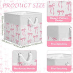 Pink Bow Cube Storage Bin Set of 6 Cube Storage Basket, 11.22 Inch - Image 6