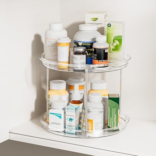 LAMU 2 Tier Lazy Susan Turntable Organizer for Cabinet, 9'' Rotating Spice Rack for Kitchen, Pantry, Countertop, Bathroom, Vanity, Under Sink, Medicine Cabinet Organizer, 3 Pack - Image 5