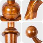 Coat Rack Freestanding Wood Coat Tree with Stable Sphere Base, Light Brown - Image 3