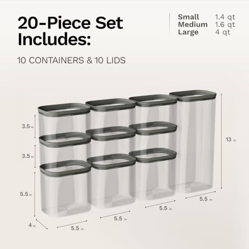 Naked Kitchen 20-Piece Food Storage Containers with Lids – Stackable BPA-Free Borosilicate Glass Pantry Storage Containers with Leak-Resistant Airtight Seal for Kitchen & Pantry Organization – Green - Image 3