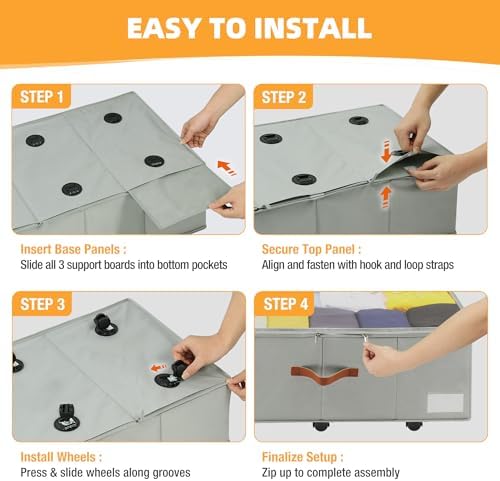 Under Bed Storage with Wheels, Dorm Room Organizer for Clothes Shoes Toys - Image 5