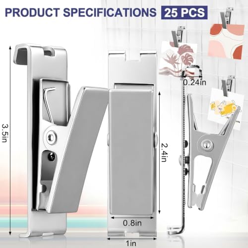 Shimeyao 25 Pcs Grid Wall Hooks Clips Accessories 360 Degree Rotating 3.5" - Image 4