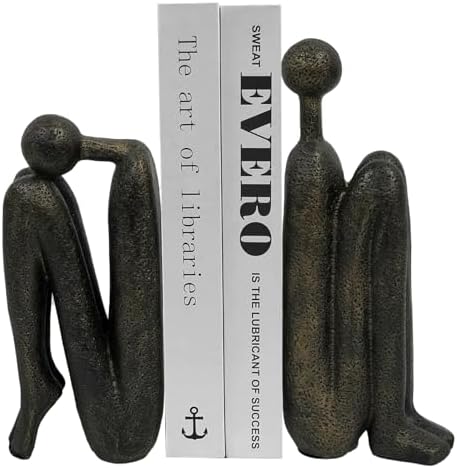 Thinker Decorative Bookends for Shelves, 1 Pair Heavy-Duty Book Ends Holder, Resin Book Stopper for Office Home Living Room Decor by YLSMILE