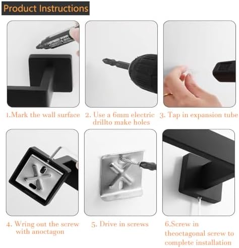 JOPOFI 2 Piece Towel Bar - 23.6 Inch Bathroom Towel Holder - Matte Black - Image 7