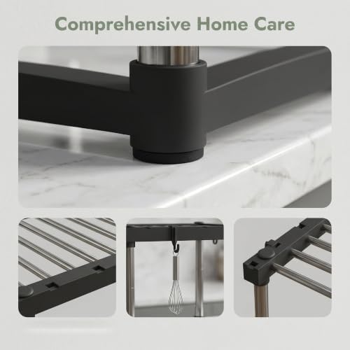 BLULEE Expandable Cabinet Organizer, Adjustable Storage Shelf Black - Image 4