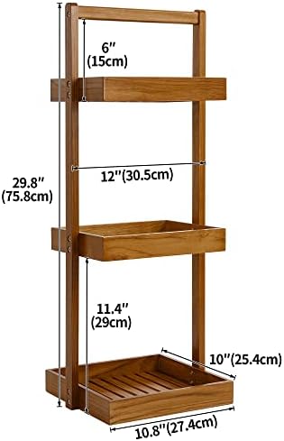 Utoplike Teak Shower Caddy Shelf, Freestanding Racks for Bathroom Corner - Image 4