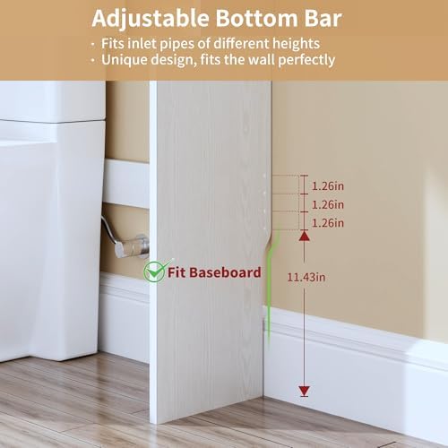 Over the Toilet Storage Cabinet, Tall Slim Bathroom Organizer with Doors, Adjustable Shelves & Built-in Toilet Paper Holder, Space-Saving Above Toilet Cabinet for Small Bathrooms(White) - Image 4