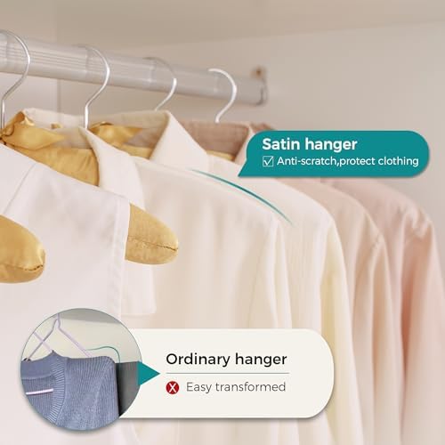 JS Hanger Padded Hangers - 17 Inch Extra Large Heavy Duty Fabric Covered Coat Hangers No Shoulder Bump for Women Clothes, Sweaters, Dresses, Clothing, Weddings, Lingerie Pack of 10, Golden - Image 7
