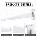 Blulu 10 Pcs 12" Gridwall Knife Shelf Bracket with Lip Metal Wire Gridwall Brackets Hooks Grid Wall Panels Hanger Heavy Duty Shelf Grid Wall Accessories for Home Business Boutique Display (White) - Image 4