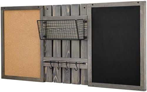 MyGift 3 Panel Gray Solid Wood Bulletin Board Set Chalkboard Cork Board - Image 6