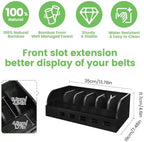 Large Adjustable Bamboo Belt Organizer Box, 6 Grids Belt Rack (Black) - Image 5