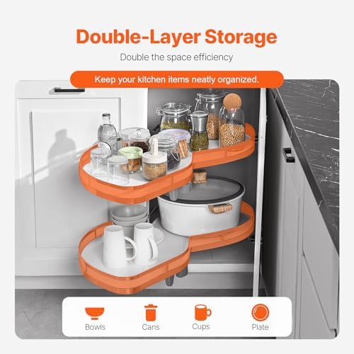 VEVOR Swing Left Blind Corner Cabinet, Pull Out Organizer for 36 inch Width Blind Cabinet, 2 Tier Height Adjustable Swing Tray, Soft Close Kitchen Cloud Blind Organizer, Left Open - Image 5