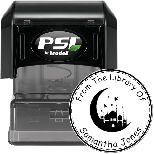 Custom Name and Book Stamper - PSI Pre-Inked Sacred Crescent Stamp for Muslim Families - Ideal Islamic Gift for Home, Office, or School - Personalized Self-Inking Stamp for Books, Letters - Image 2
