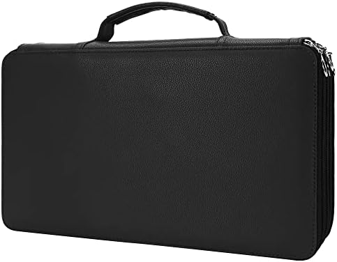 Vomgomfom 300 Slots Marker Case 4-Layer PU Leather, Handle, Solid Black by Vomgomfom